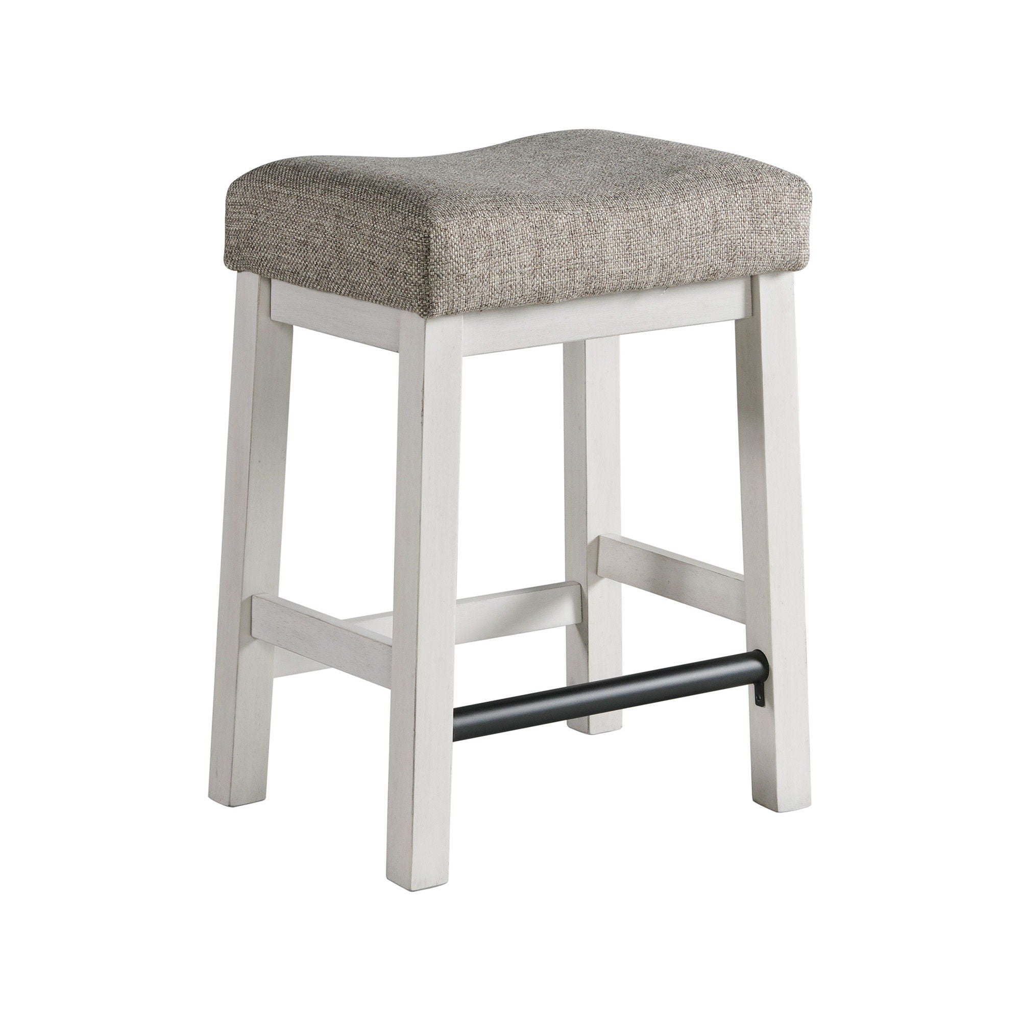 Drake – Backless Stool – Rustic White / French Oak
