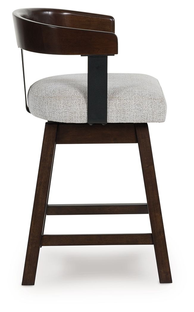 Haddigan - Upholstered Swivel Barstool (Set of 2) - Dark Brown - Image 3