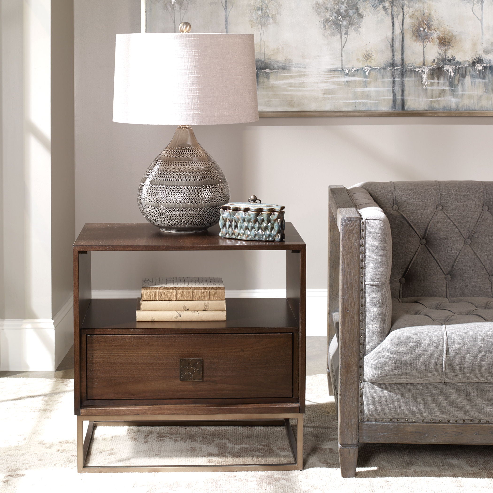 Bexley - Walnut Side Table - Dark Brown - Image 2