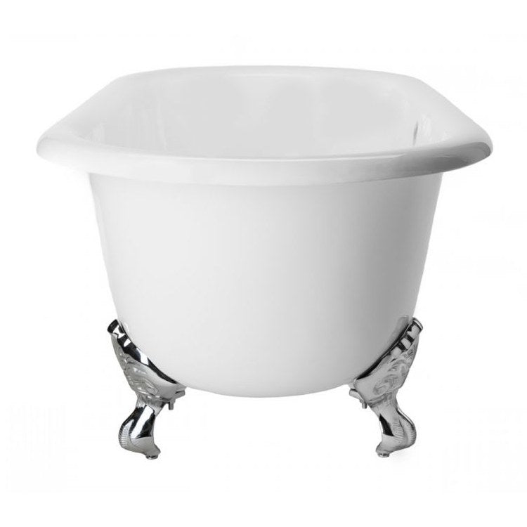 Tub Paloma 60 Inch Clawfoot Double Ended Rear Center Drain White/Chrome Cast Iron 58 Gallon - Image 2