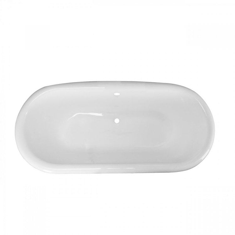 Tub Paloma 60 Inch Clawfoot Double Ended Rear Center Drain White Cast Iron 58 Gallon - Image 2