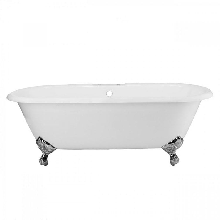 Tub Paloma Clawfoot Double Ended with 7 Inch Faucet Hole Rear Center White/Chrome Cast Iron - Image 1