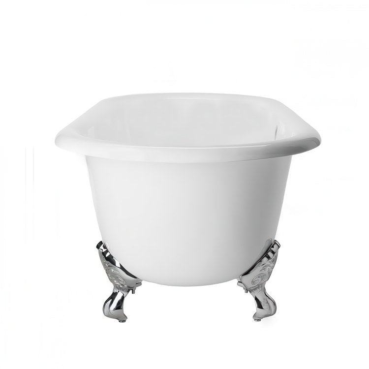 Tub Paloma 66 Inch Clawfoot Double Ended Rear Center Drain White/Chrome Cast Iron 58 Gallon - Image 2
