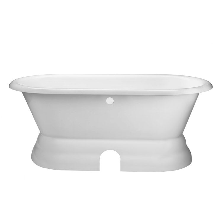 Tub Sinclair Pedestal Double Ended with 7 Inch Faucet Hole Rear Center White Cast Iron - Image 2