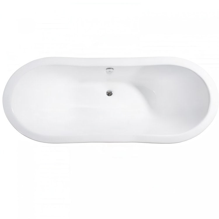 Tub Ravelle Clawfoot Double Slipper with 7 Inch Faucet Hole Rear Center White/Brushed Nickel Cast Iron - Image 3