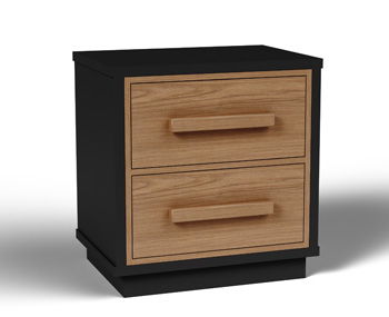 Kozmour – Two Drawer Night Stand – Black / Brown