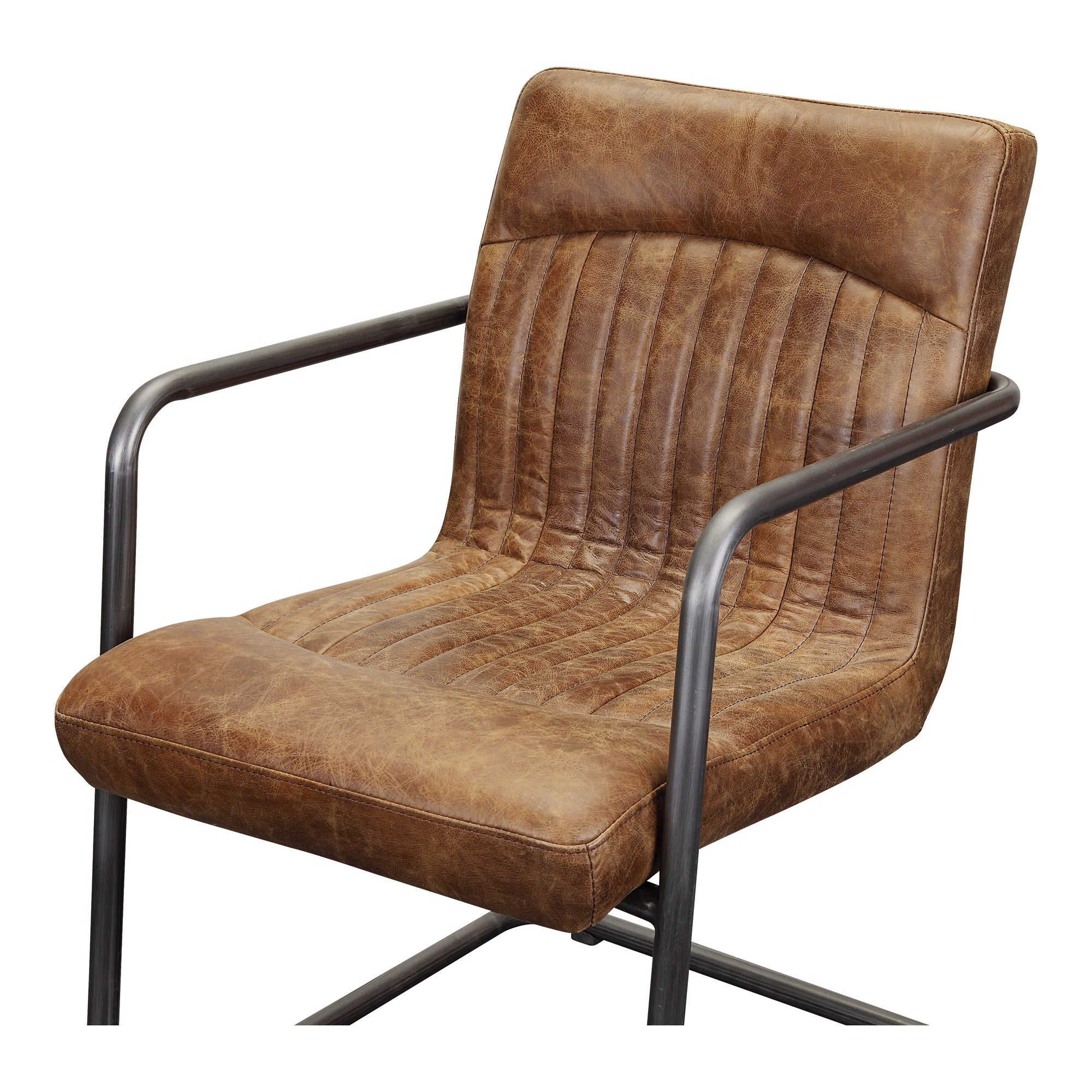 Ansel - Leather Arm Chair (Set of 2) - Grazed Brown - Image 3