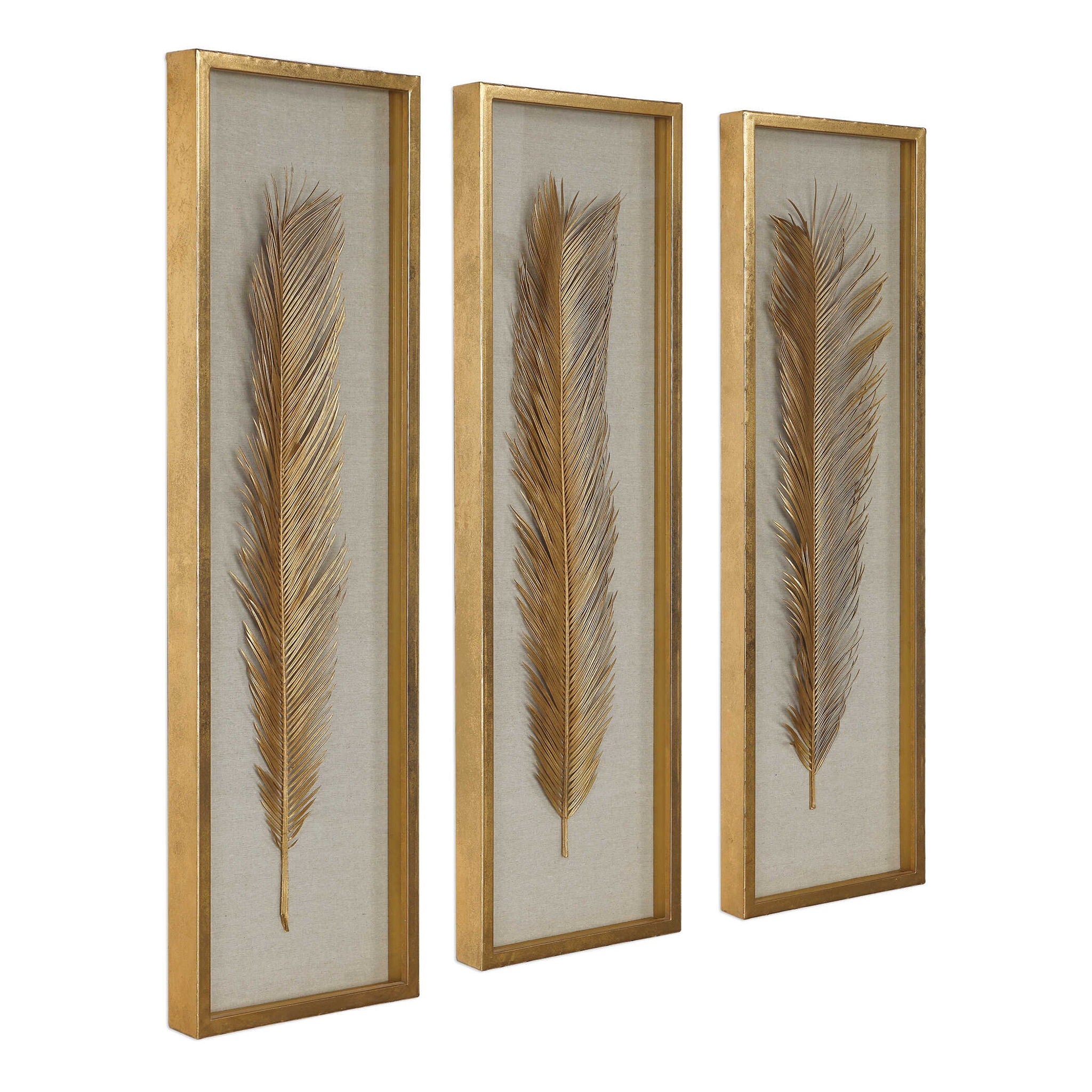 Palma - Leaf Shadow Box (Set of 3) - Gold - Image 3