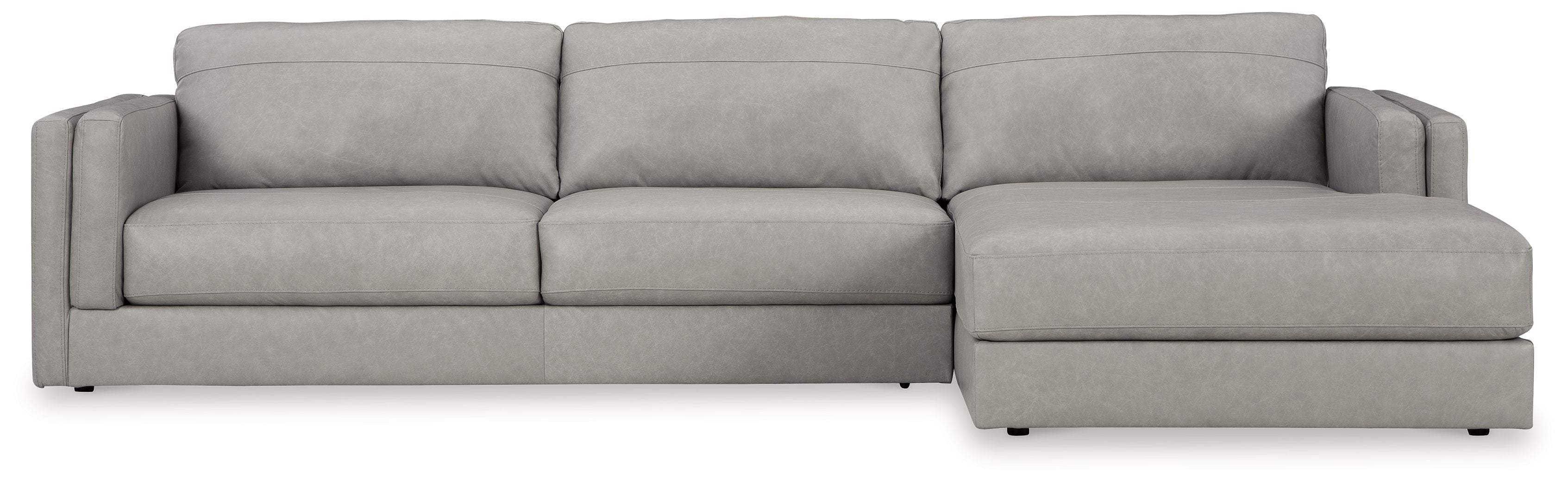 Amiata - 2-Piece Sectional With Raf Corner Chaise - Leather Match - Glacier - Image 3