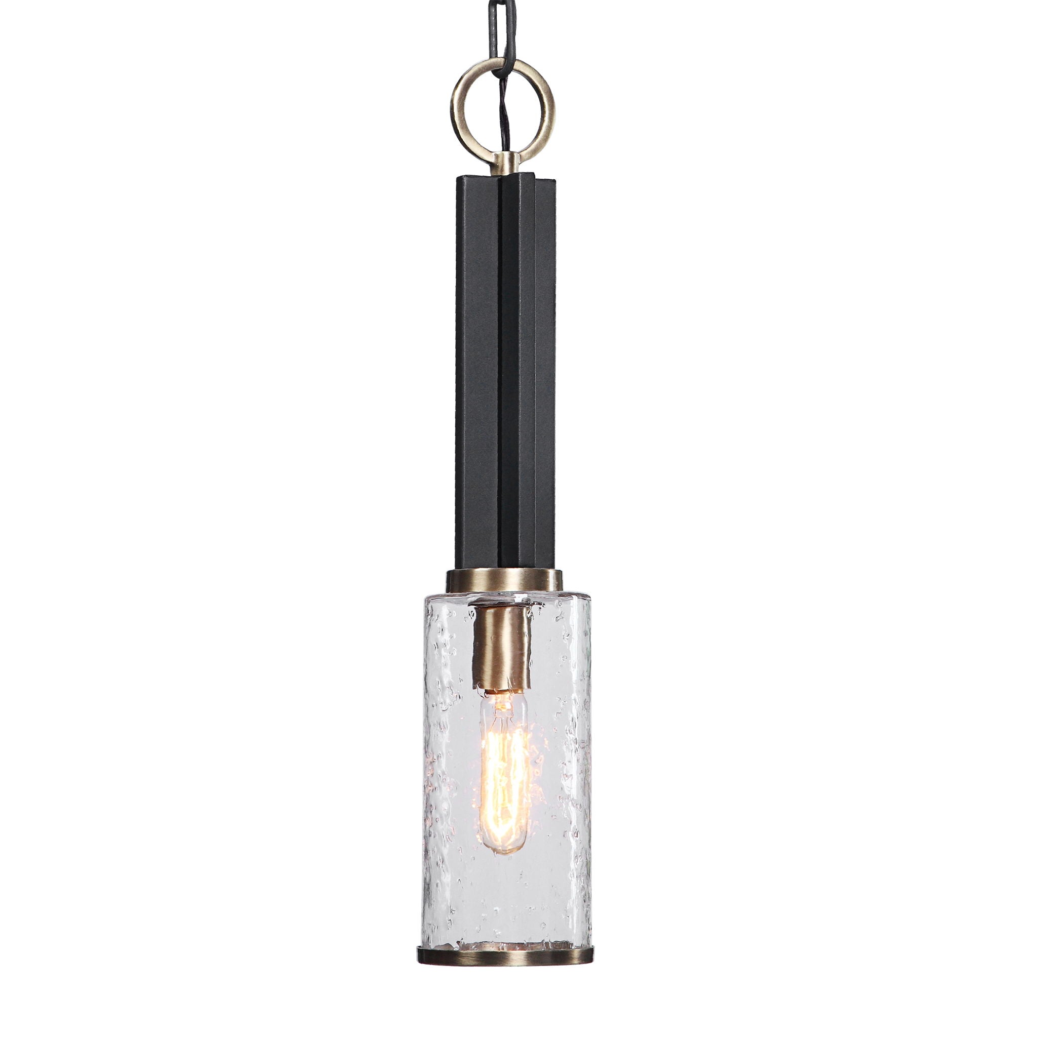 Jarsdel – 1 Light Industrial Mini Pendant – Black