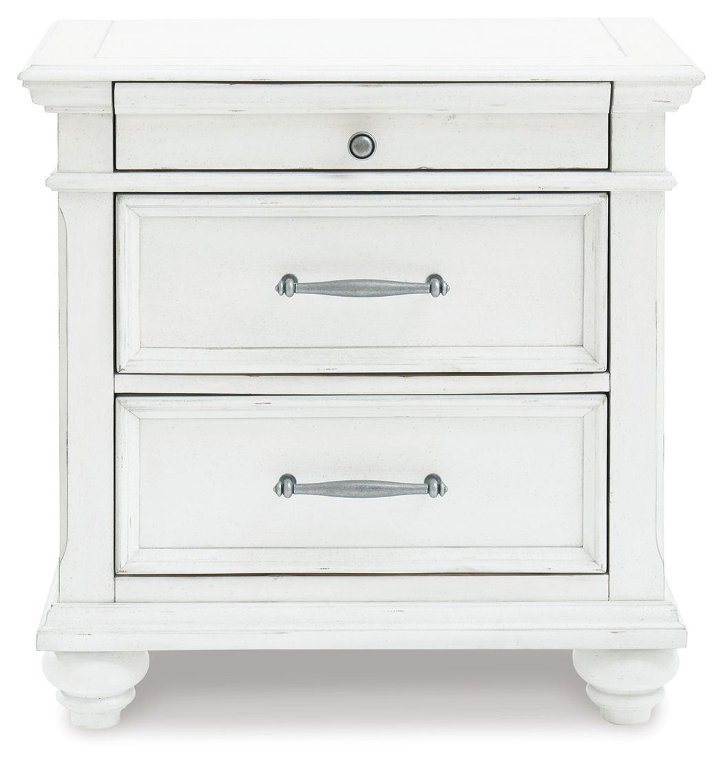 Kanwyn - Three Drawer Night Stand - Whitewash - Image 3
