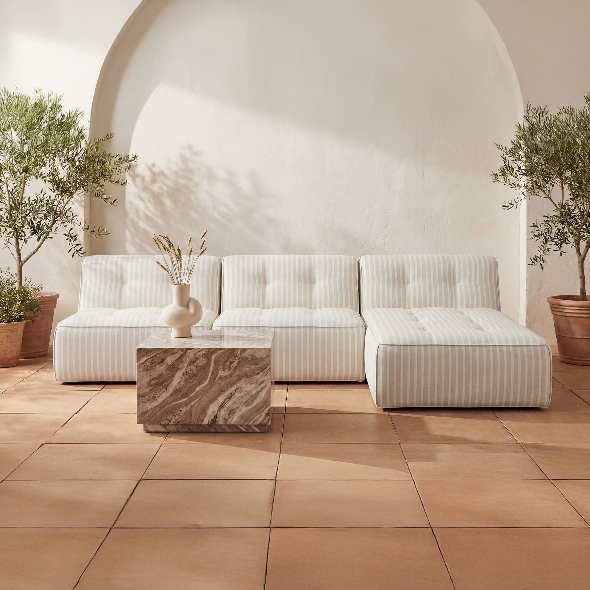 Sunseeker - Outdoor Chaise Stripe - Brown - Image 1