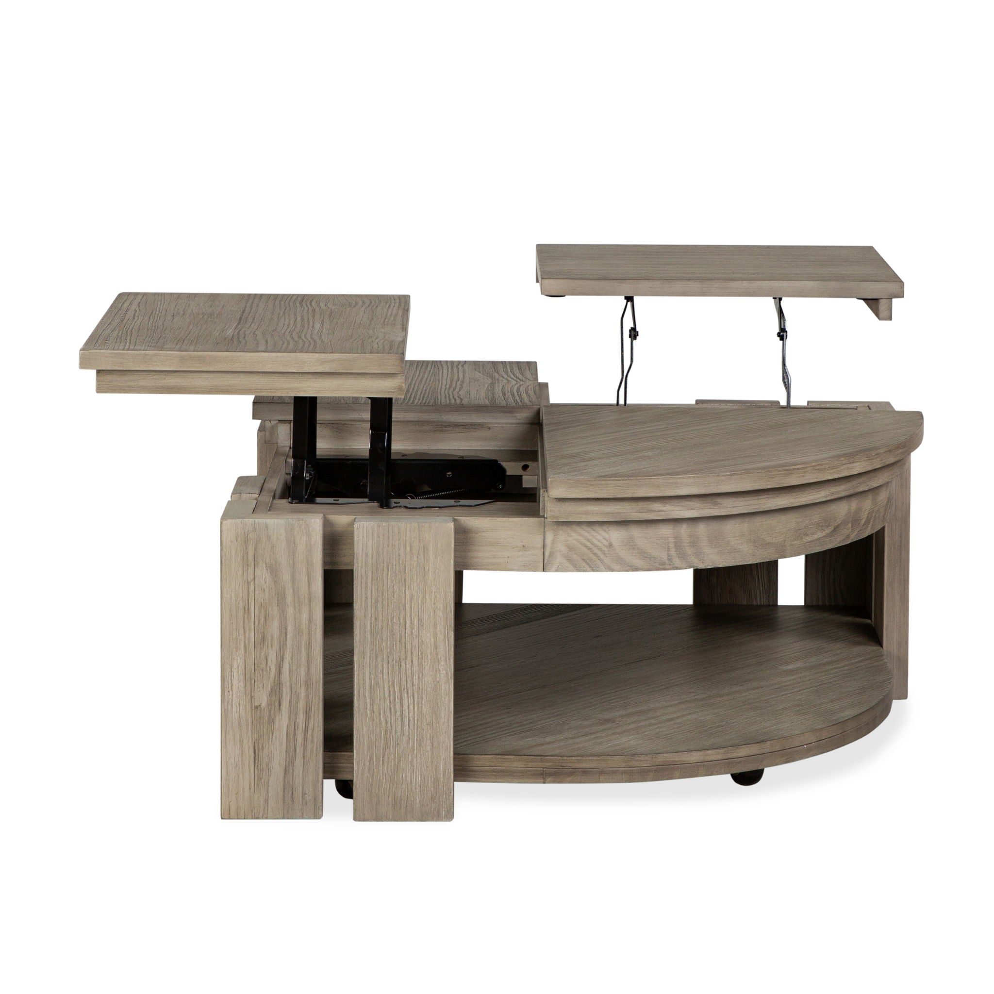 Conrad - Pie Shaped Lift Top Cocktail Table With Casters - Stone Harbor Gray - Image 3