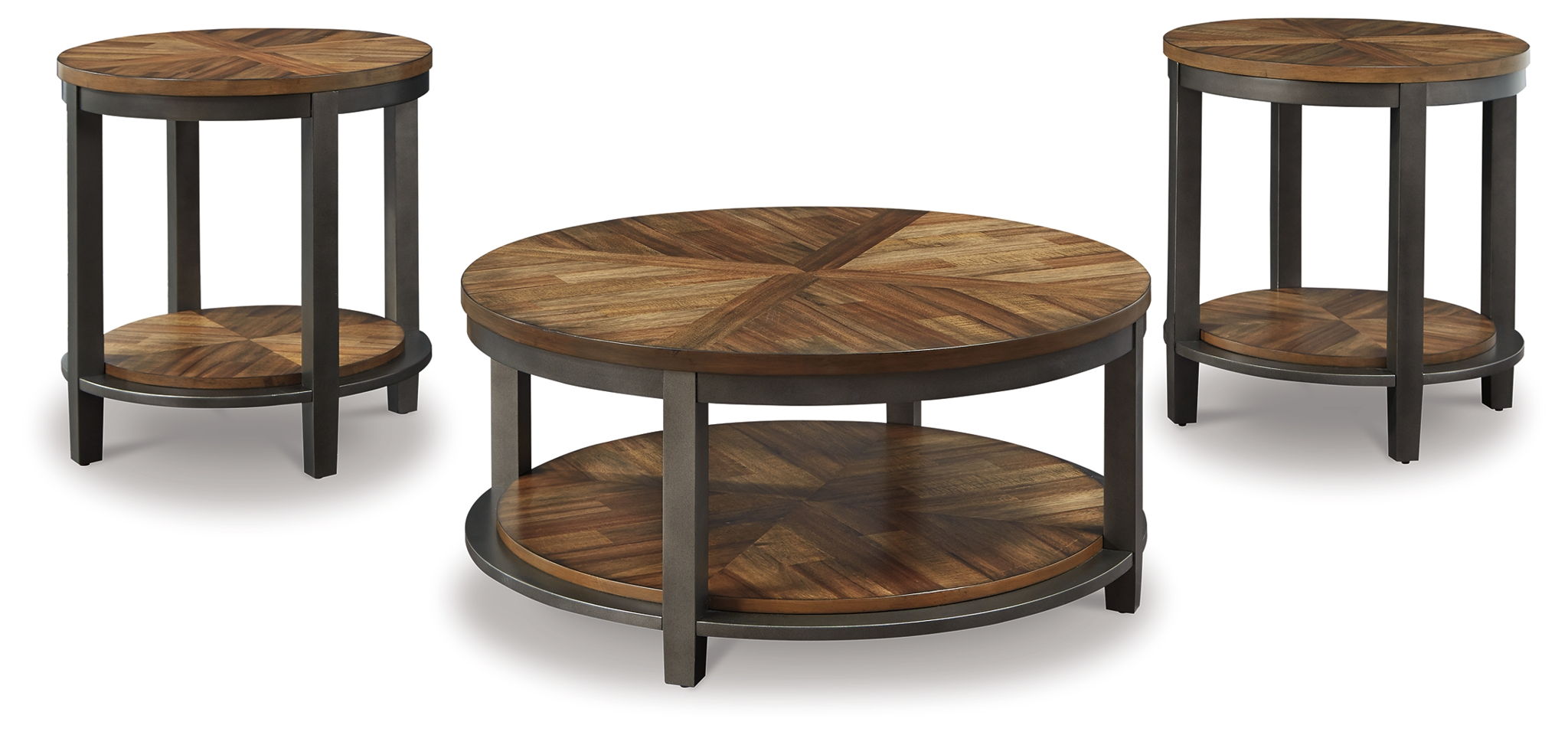 Roybeck – Occasional Table Set (Set of 3) – Light Brown / Bronze