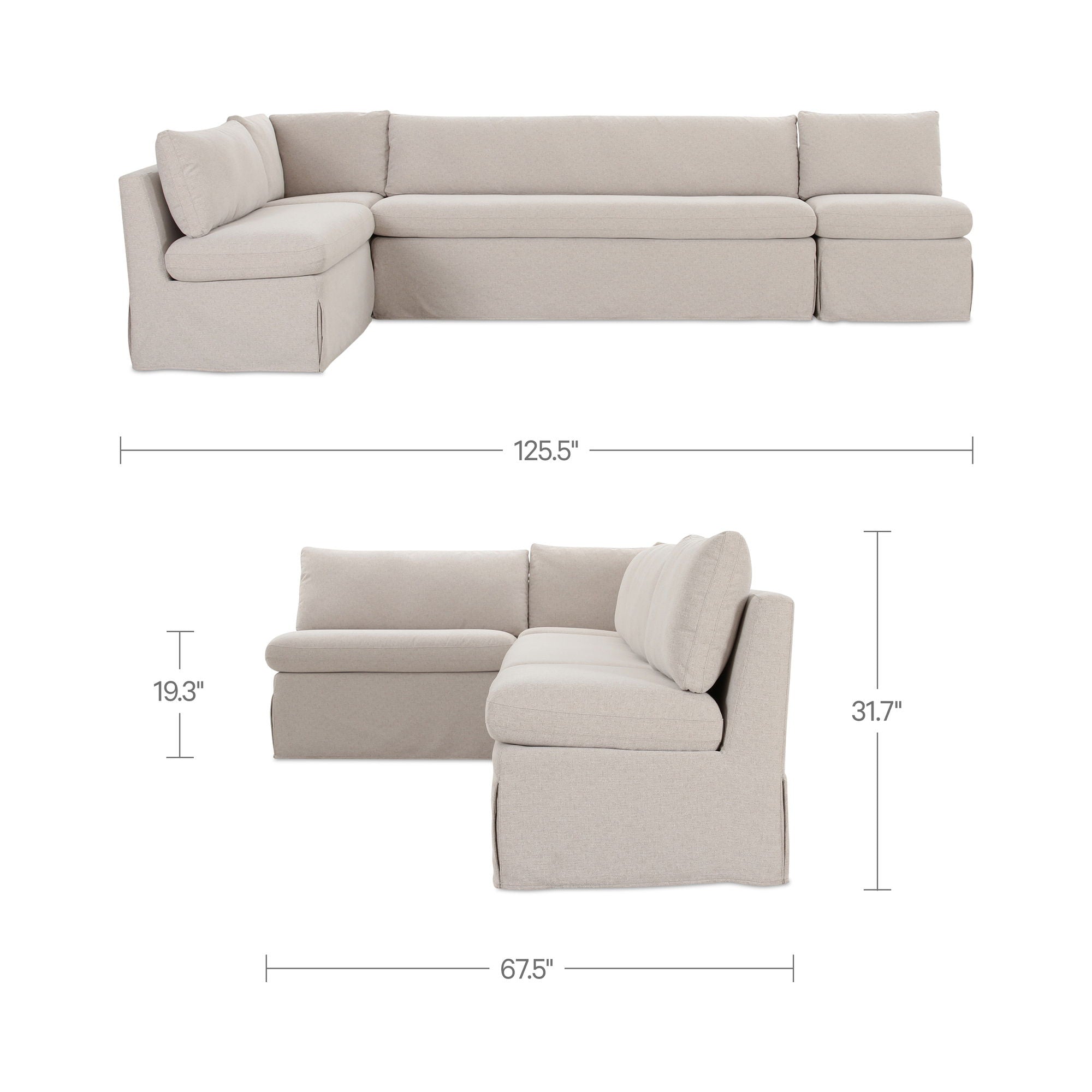 Fable - Slipcover Dining Banquette L-Shape Sectional - Beige - Image 3