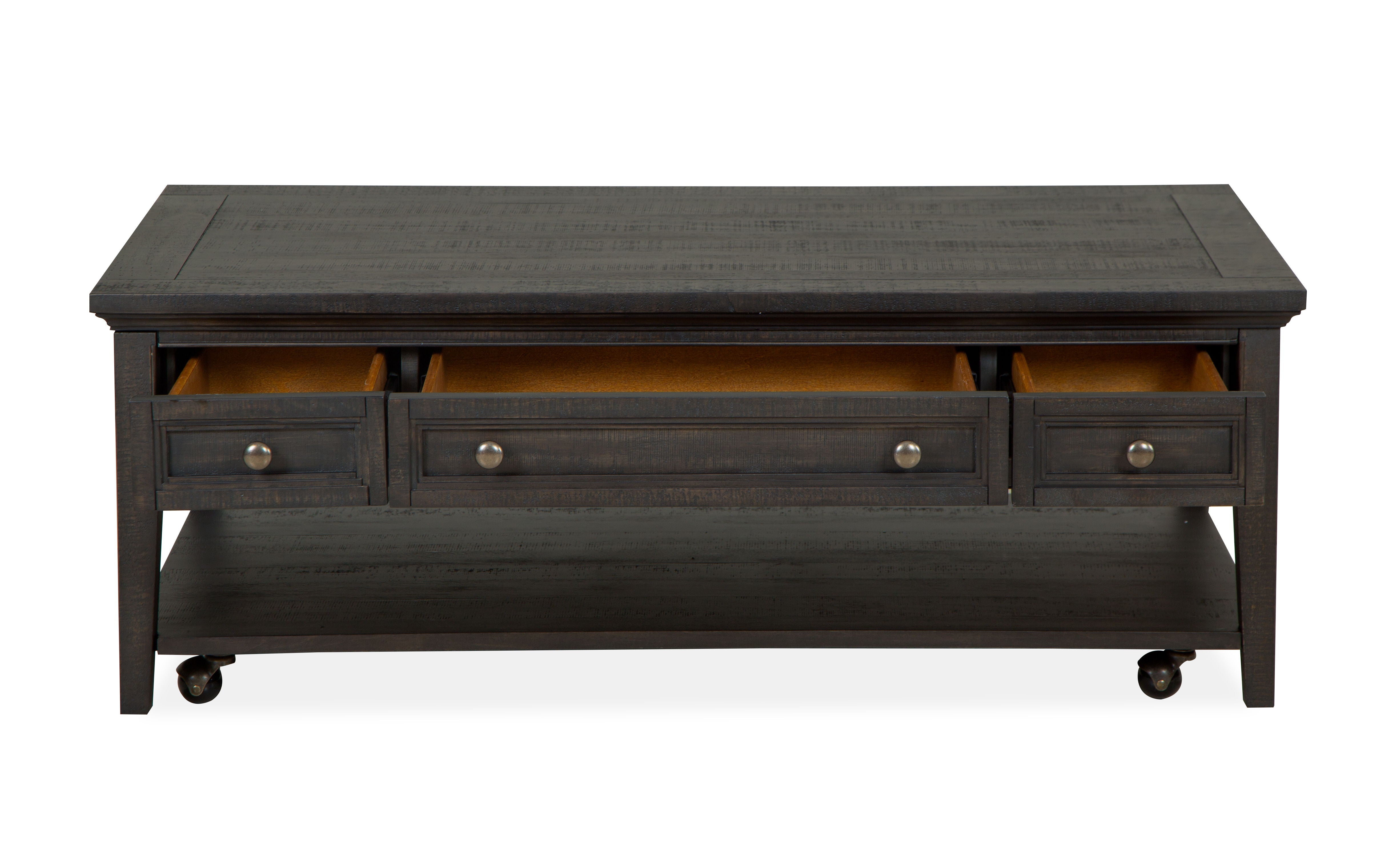 Westley Falls - Rectangular Cocktail Table With Casters - Graphite - Image 2