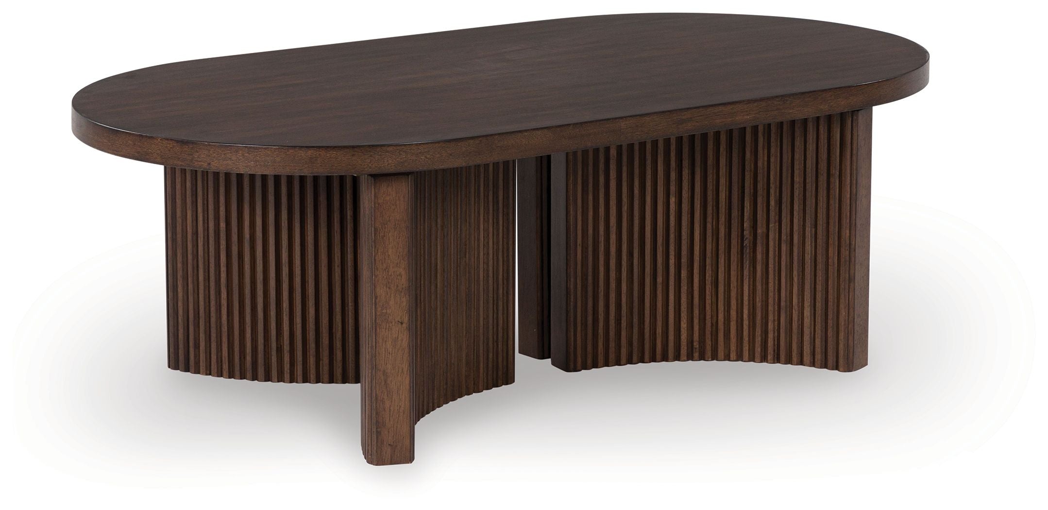 Korestone - Oval Cocktail Table - Dark Brown - Image 1
