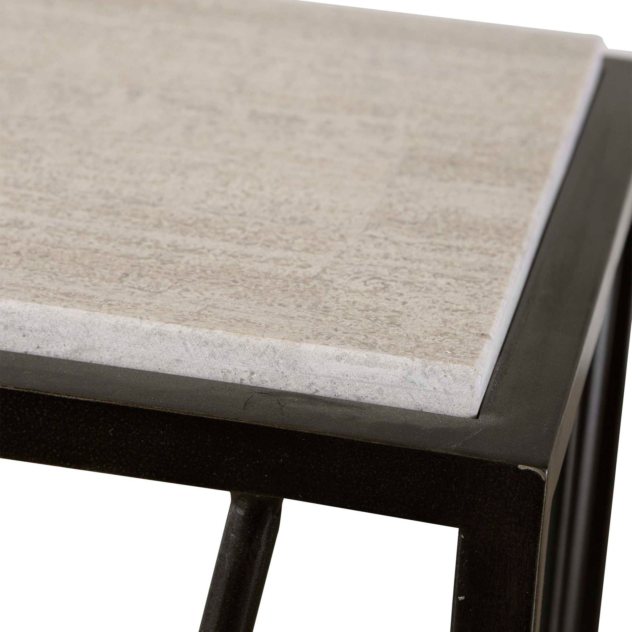 Reed - Travertine Console Table - Black & Light Brown - Image 3