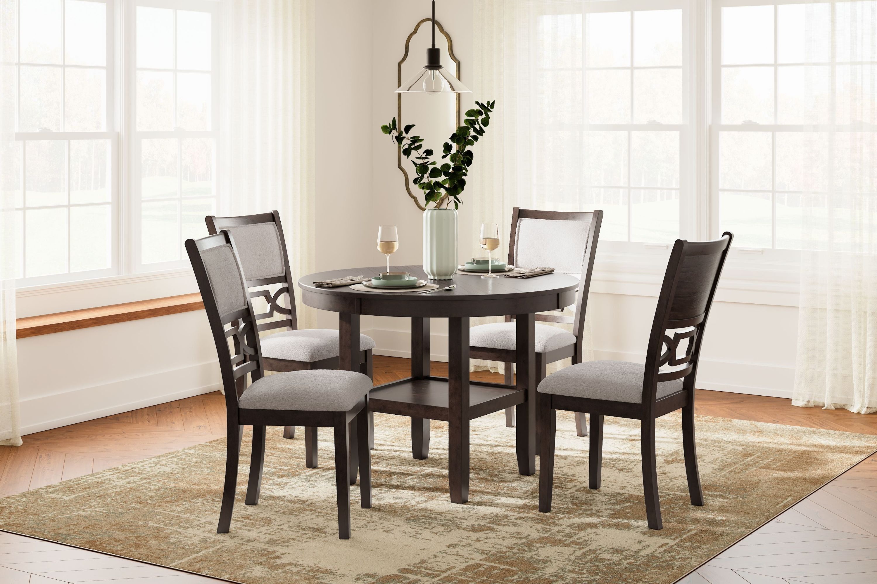 Langwest - Dining Room Table Set (Set of 5) - Brown - Image 3
