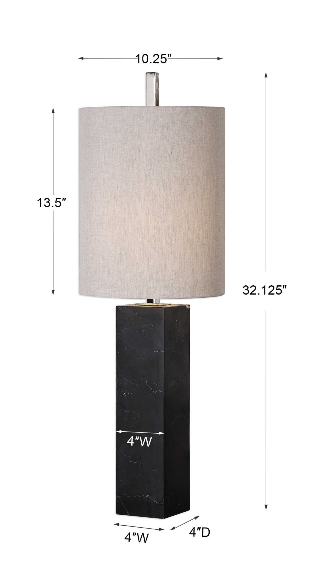 Delaney - Marble Column Accent Lamp - Black - Image 3