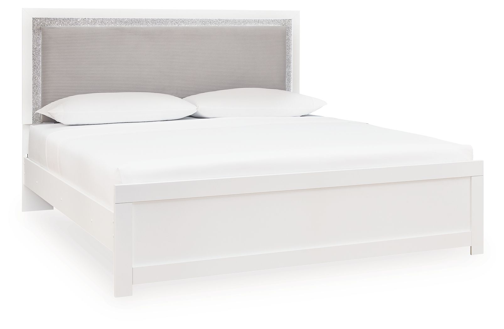 Maeling – King Upholstered Panel Bed – White