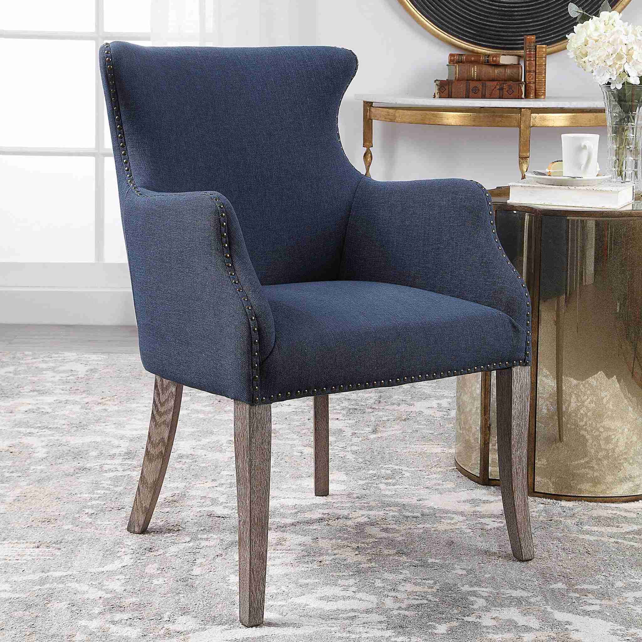 Yareena - Wing Chair - Blue - Image 3