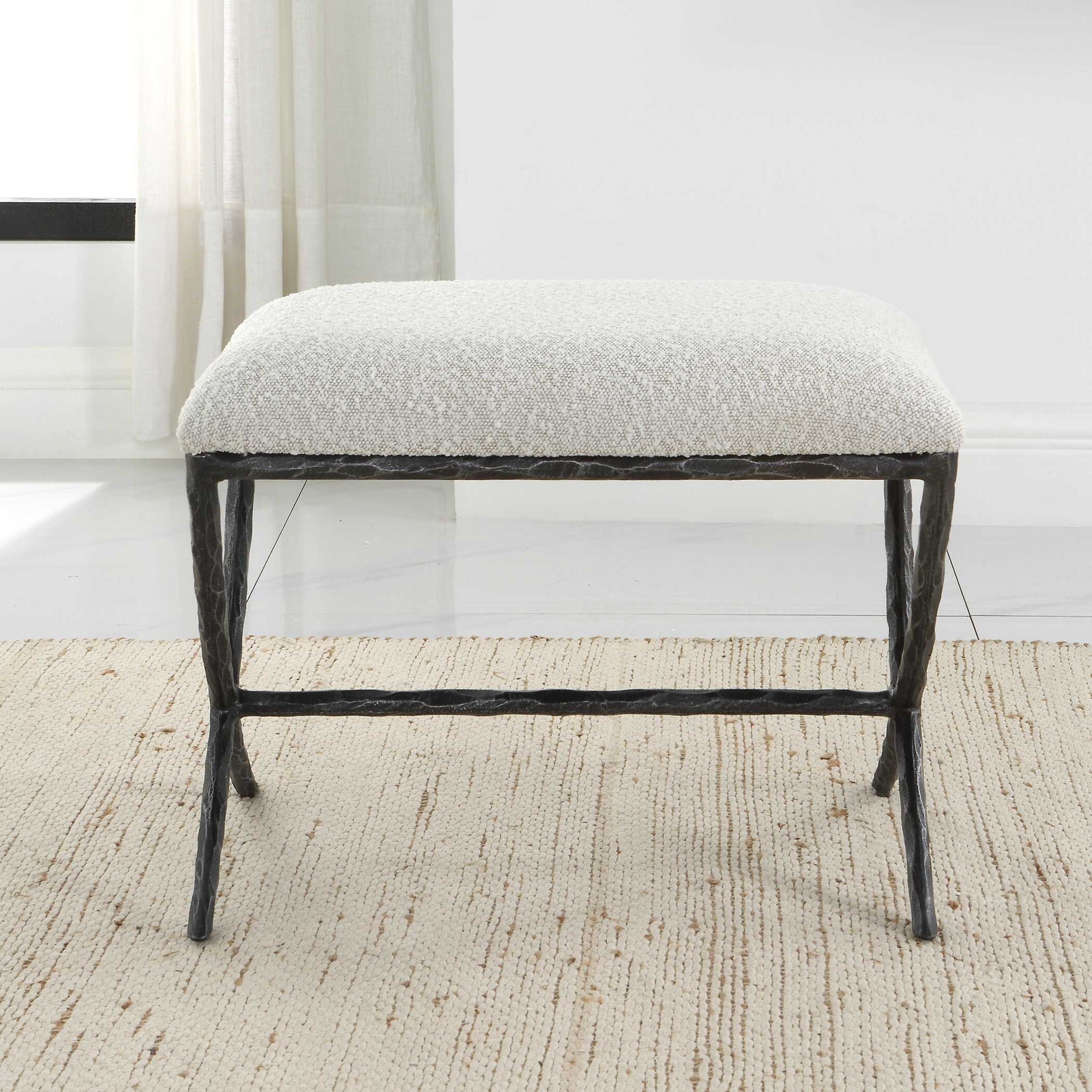 Brisby - Gray Fabric Small Bench - Image 2