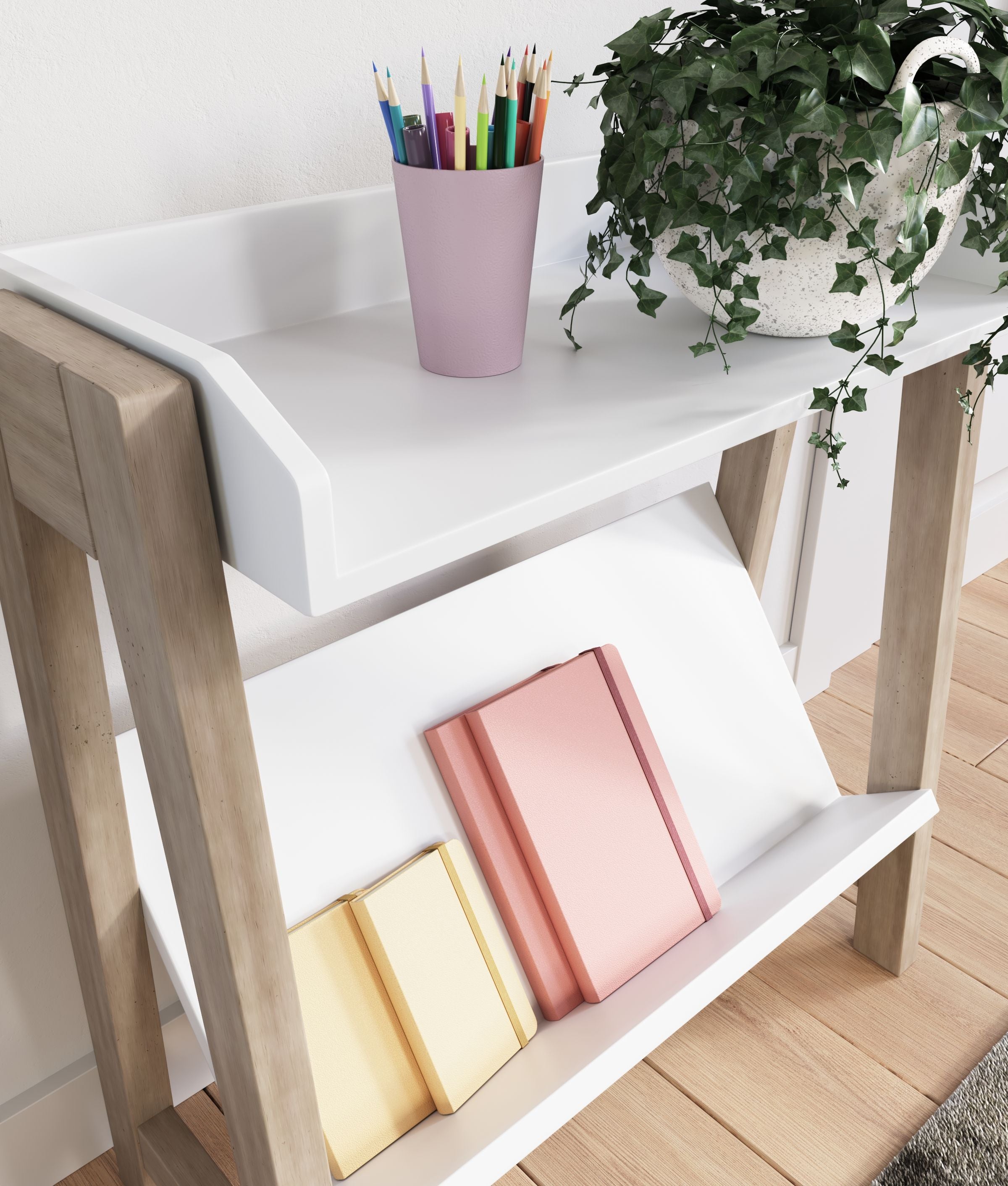 Blariden - Small Bookcase - White / Tan - Image 2