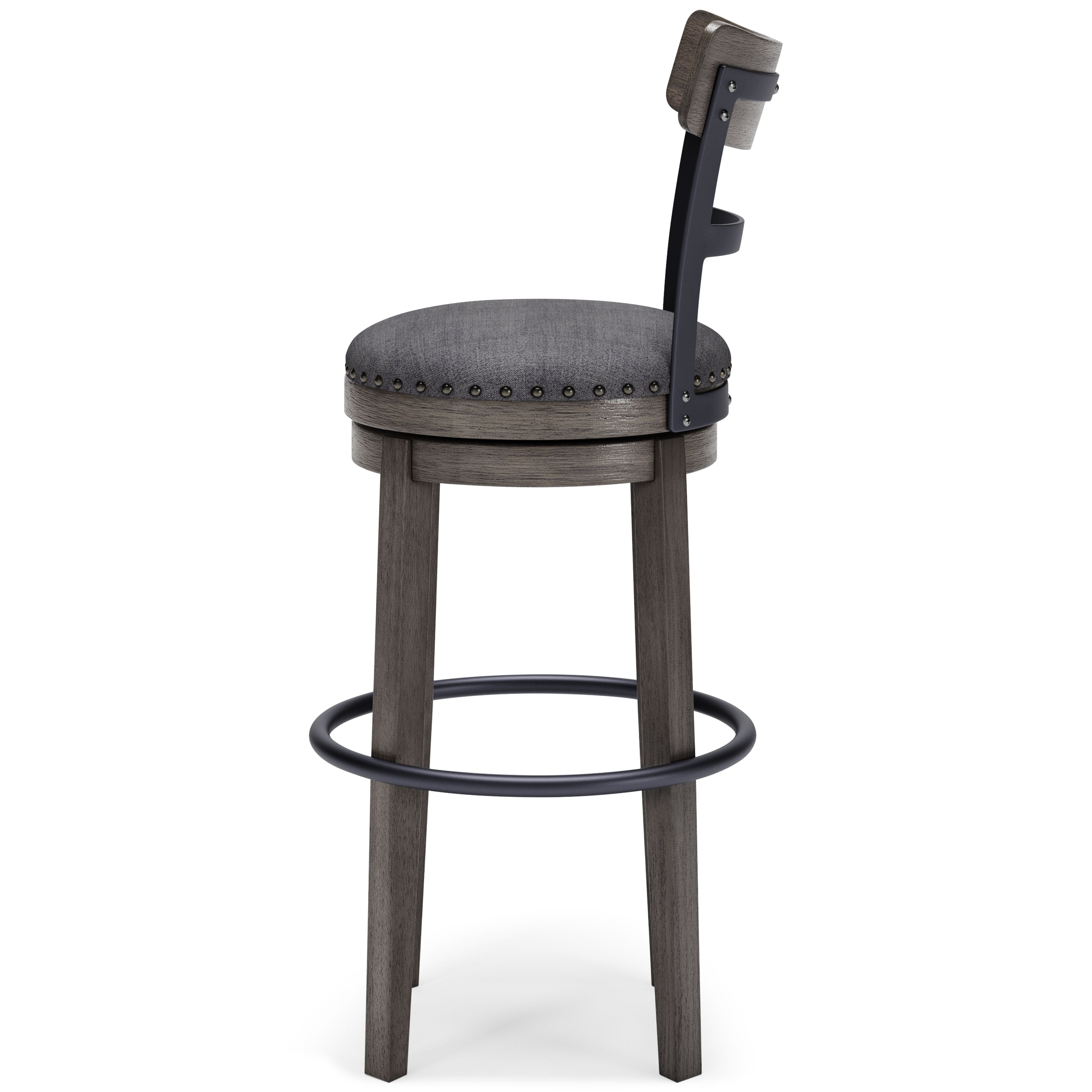Caitbrook - Tall UPH Swivel Barstool - Gray - Image 3