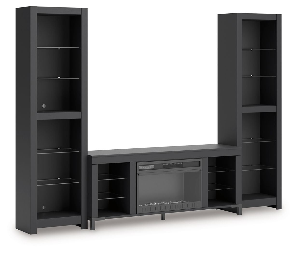 Cayberry – 3-Piece Entertainment Center With Electric Fireplace – Black