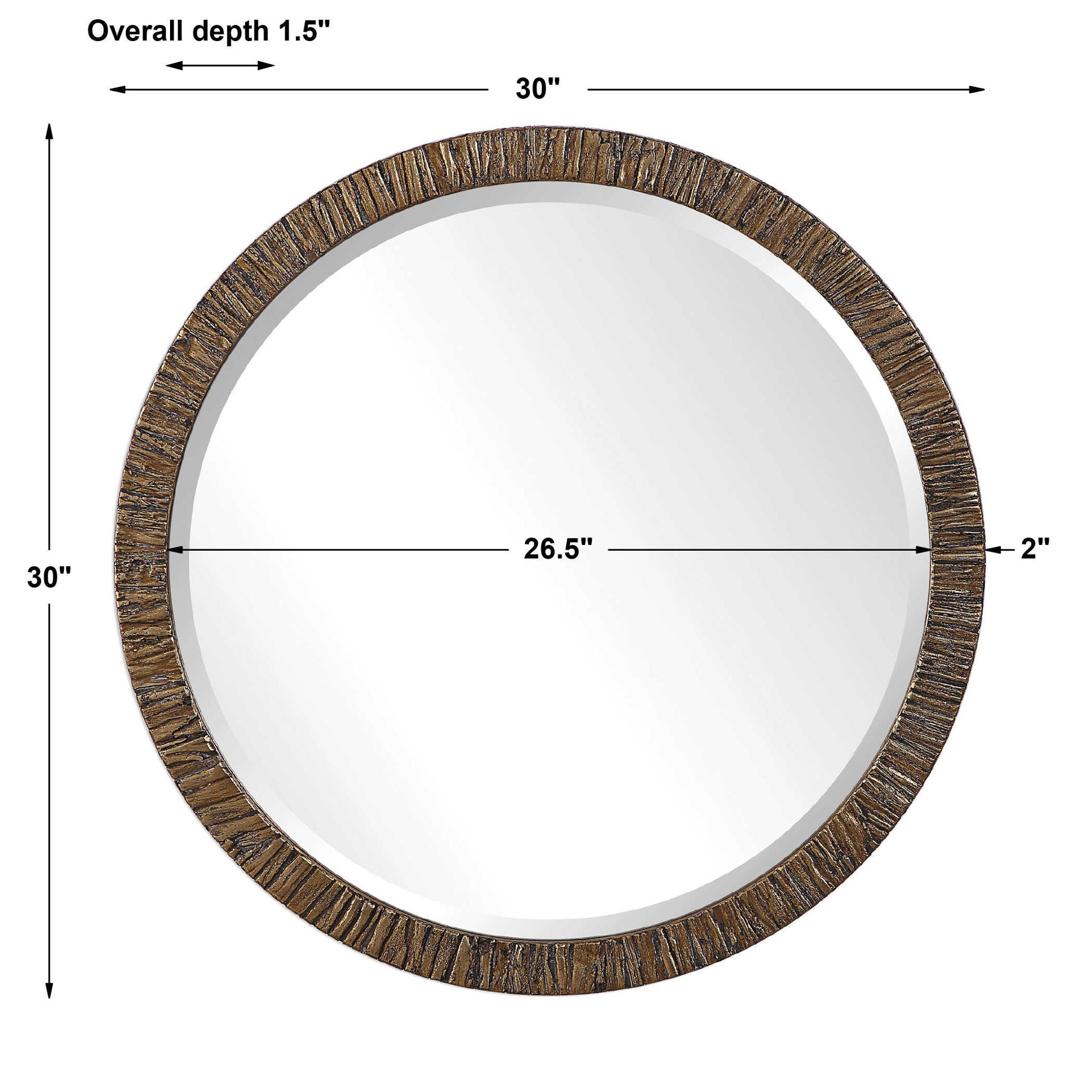 Wayde - Bark Round Mirror - Gold - Image 3
