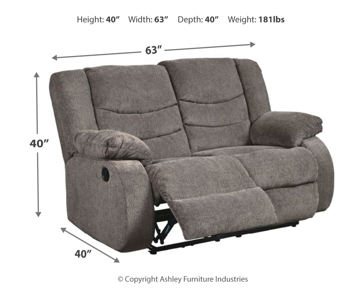Tulen - Reclining Loveseat - Dark Gray - Image 3