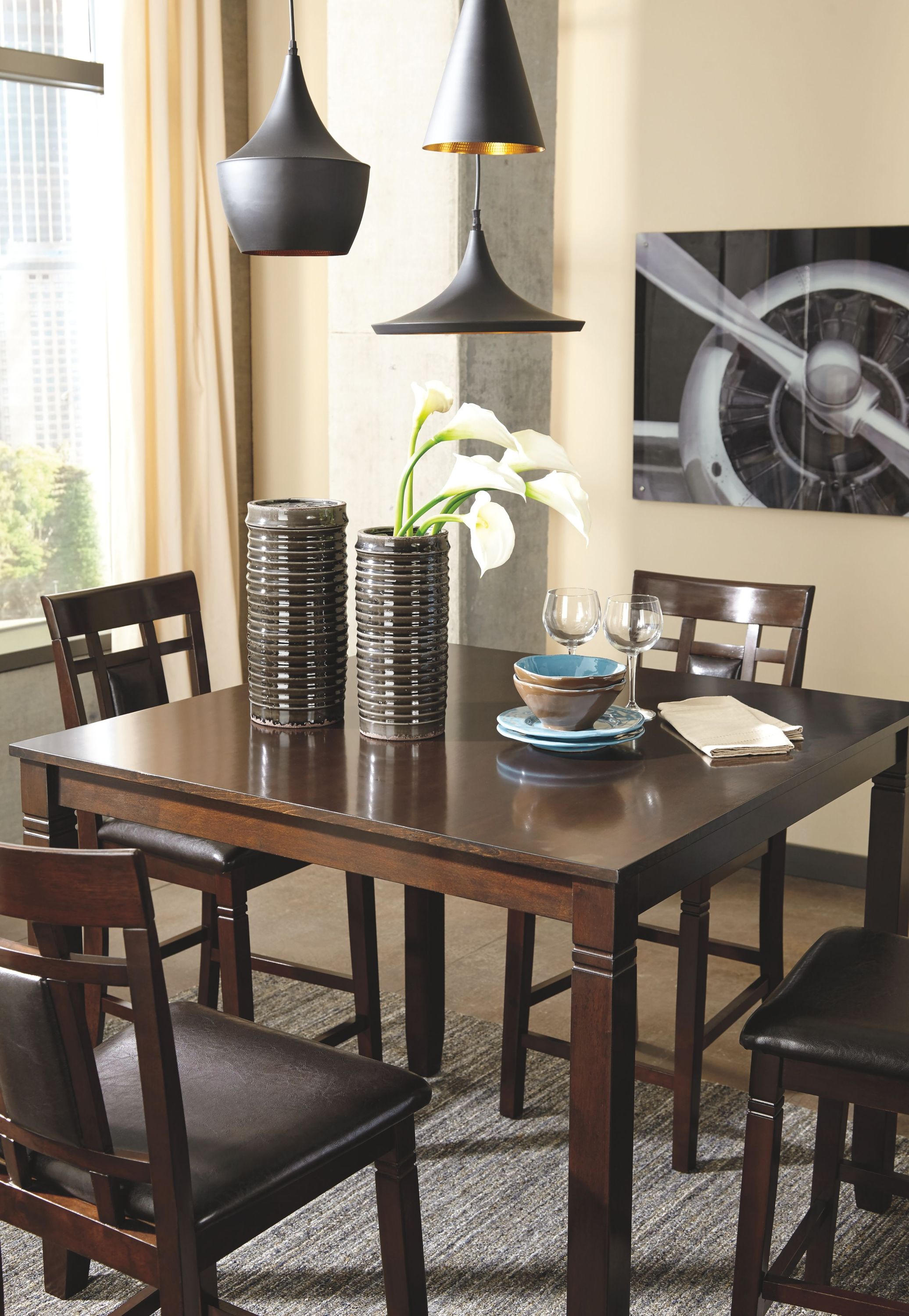 Bennox - DRM Counter Table Set (Set of 5) - Brown - Image 2