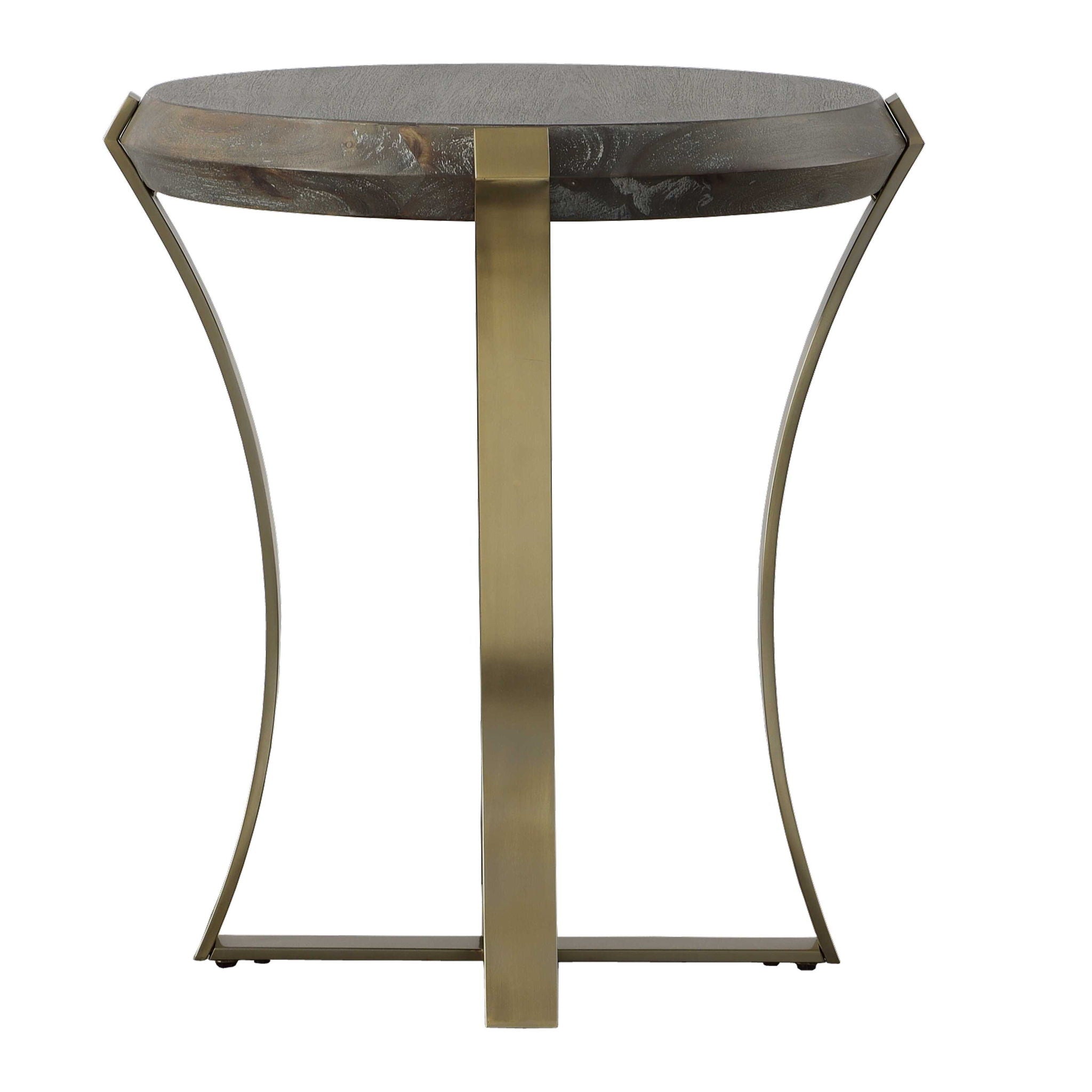 Unite - Brass Leg Wood Side Table - Dark Brown - Image 3