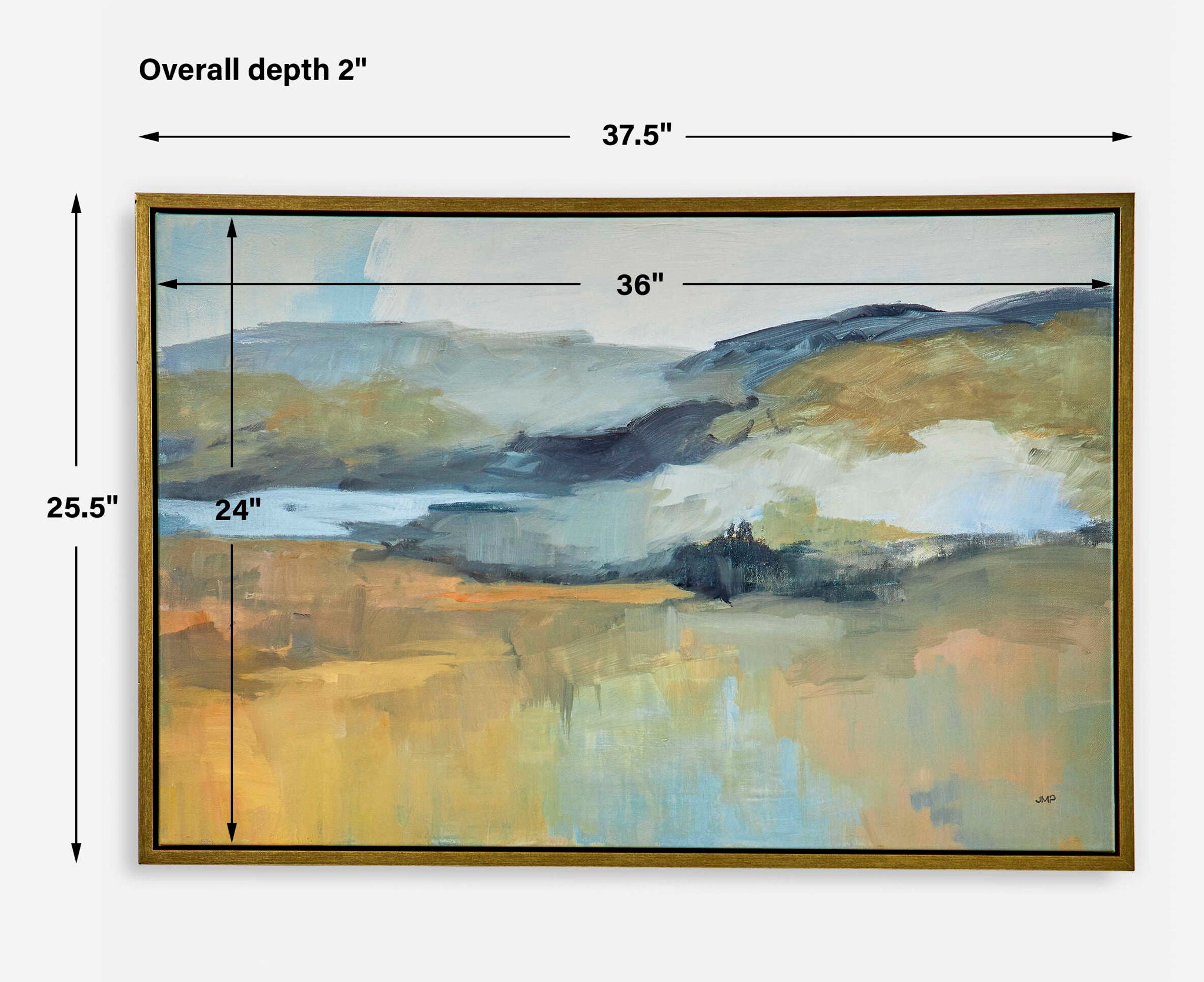 Folded Hills - Framed Landscape Art - Yellow - Image 3