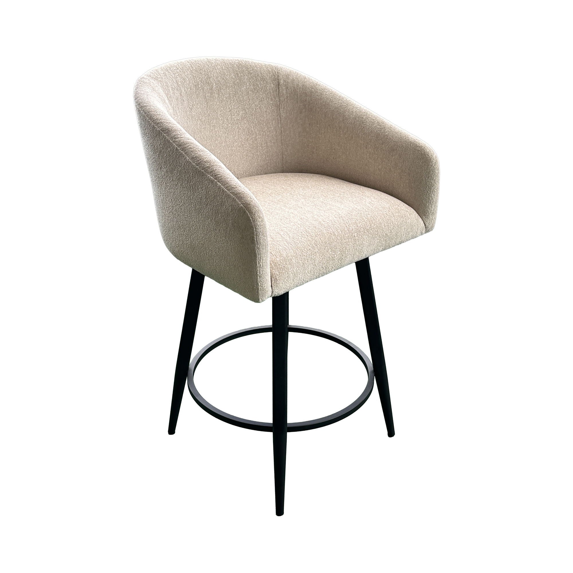 Metal Base Barstools – Barstool With Barrel Seat – Champagne