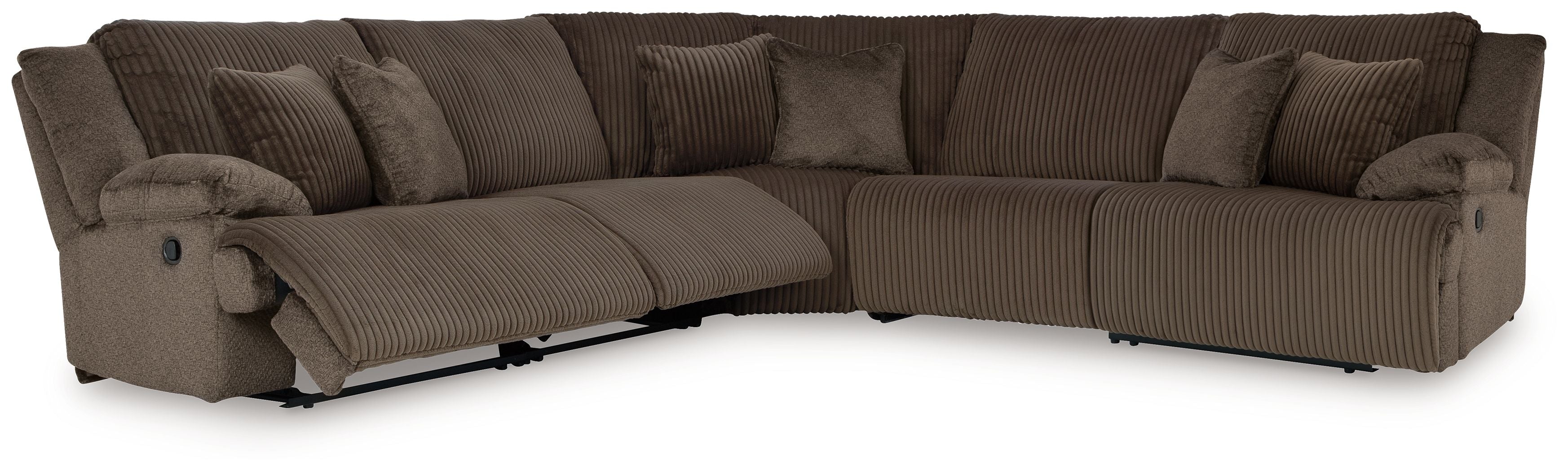 Top Tier - 5-Piece Reclining Sectional - Fabric - Chocolate - Image 3