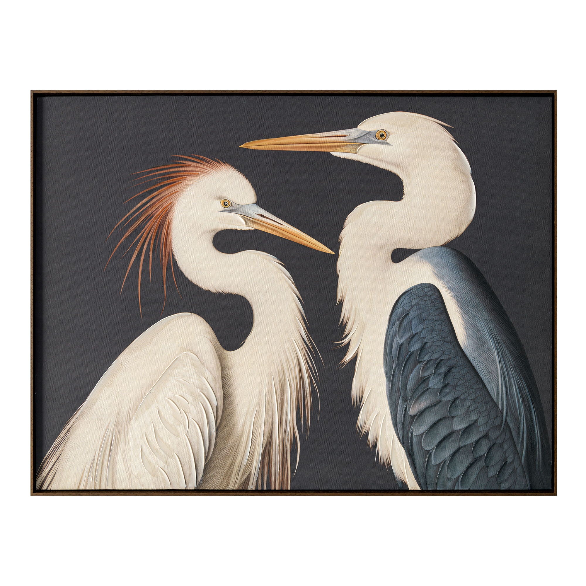 Two Cranes - Framed Painting - White - Image 1