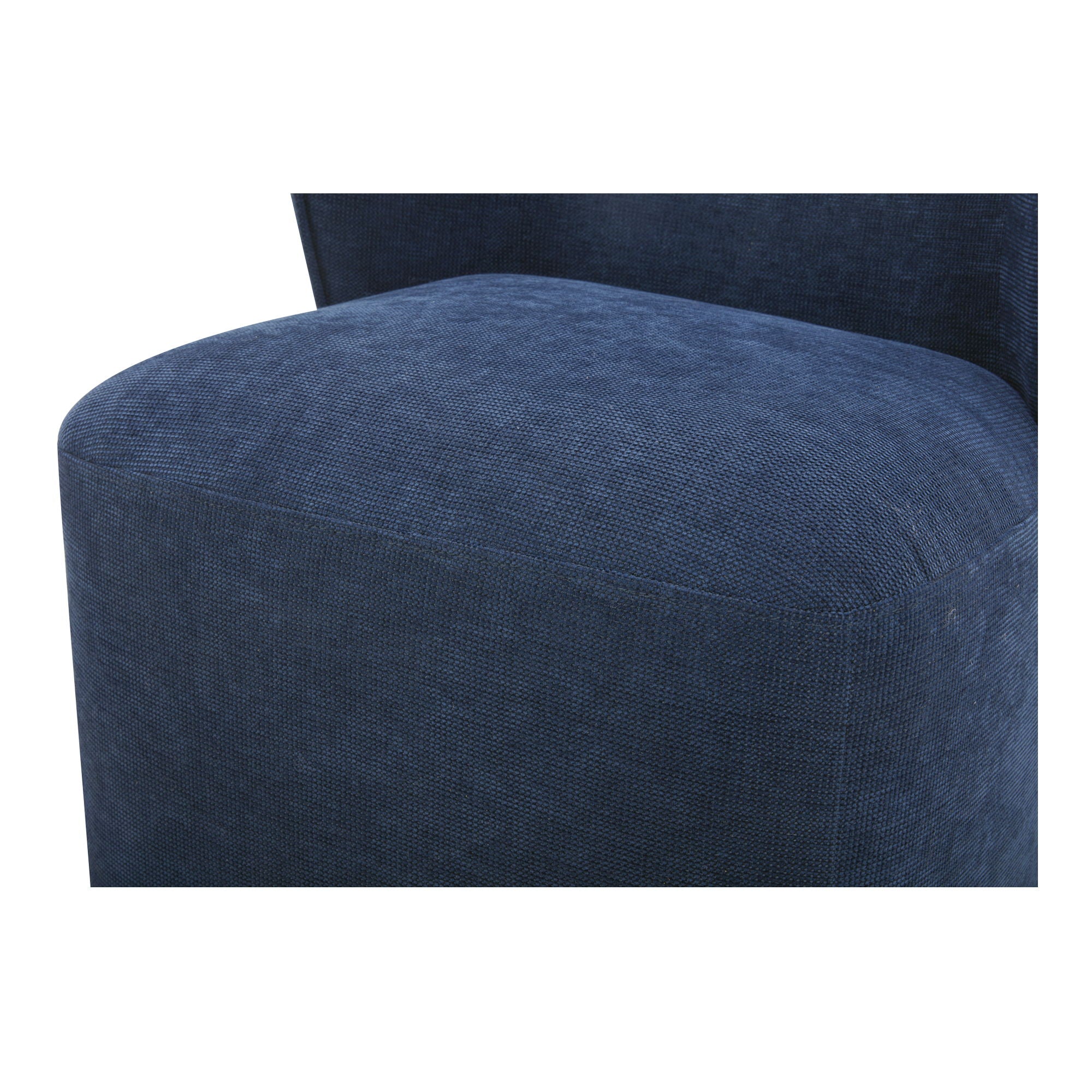 Larson - Fabric Rolling Dining Chair - Navy Blue - Image 3