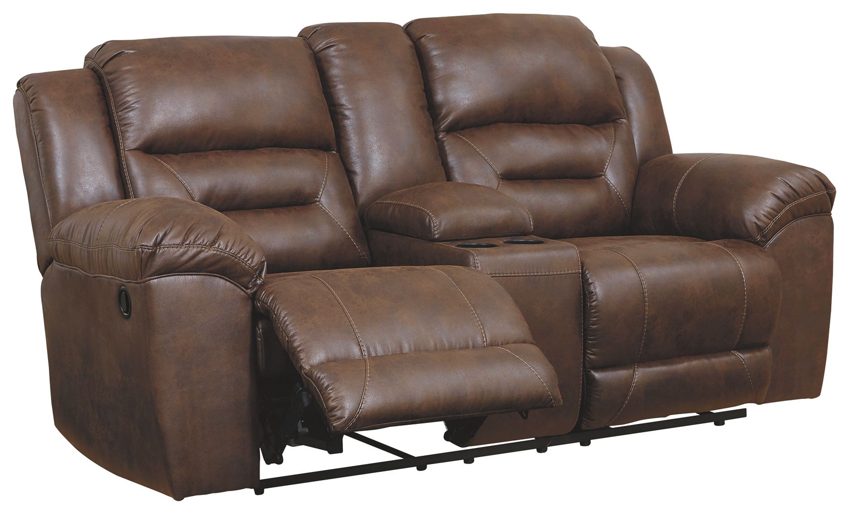 Stoneland – Dbl Power Reclining Loveseat With Console – Faux Leather – Chocolate