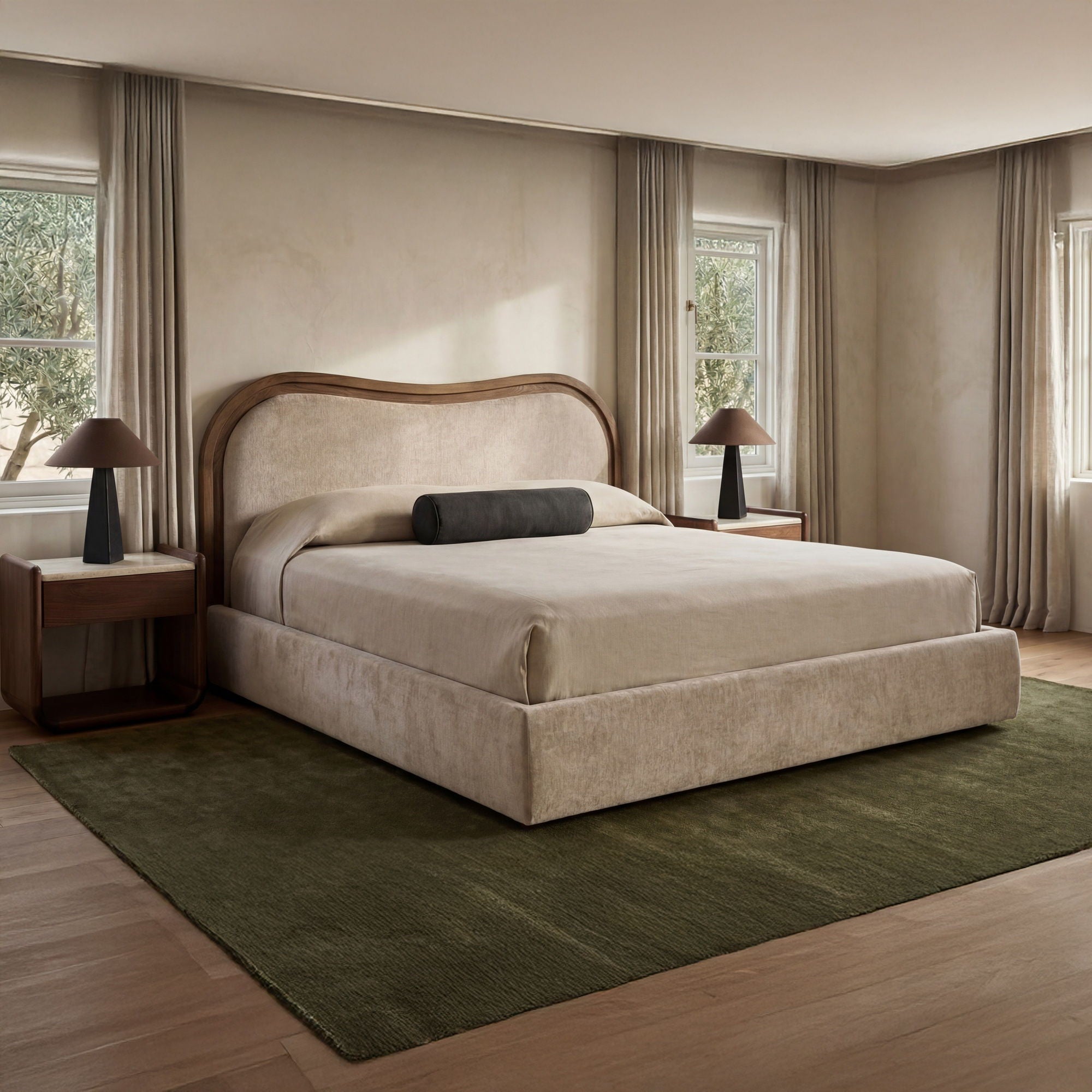 Camilla - Queen Bed - Oat / White / Beige - Image 1