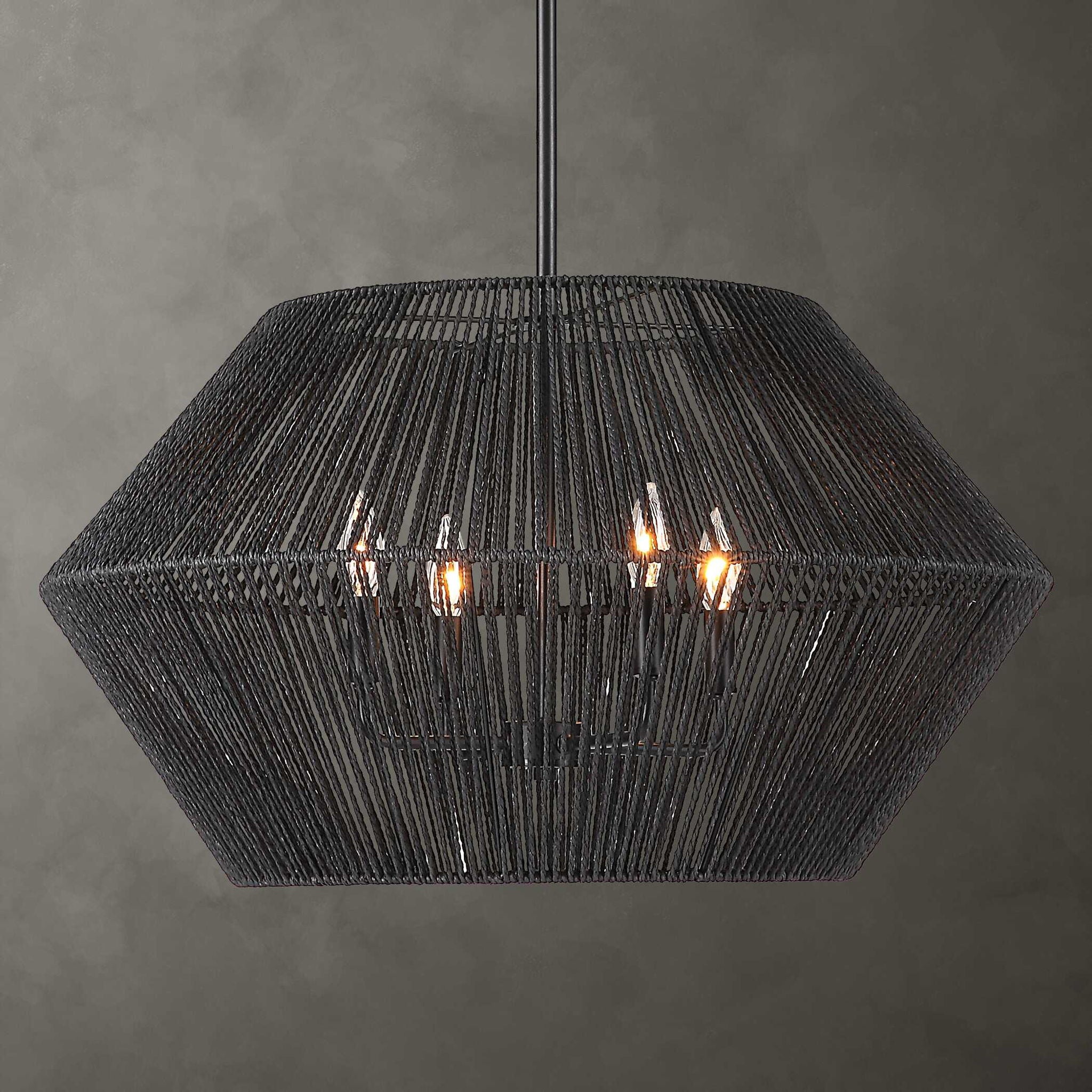 Suva – 4 Light Rope Pendant – Black