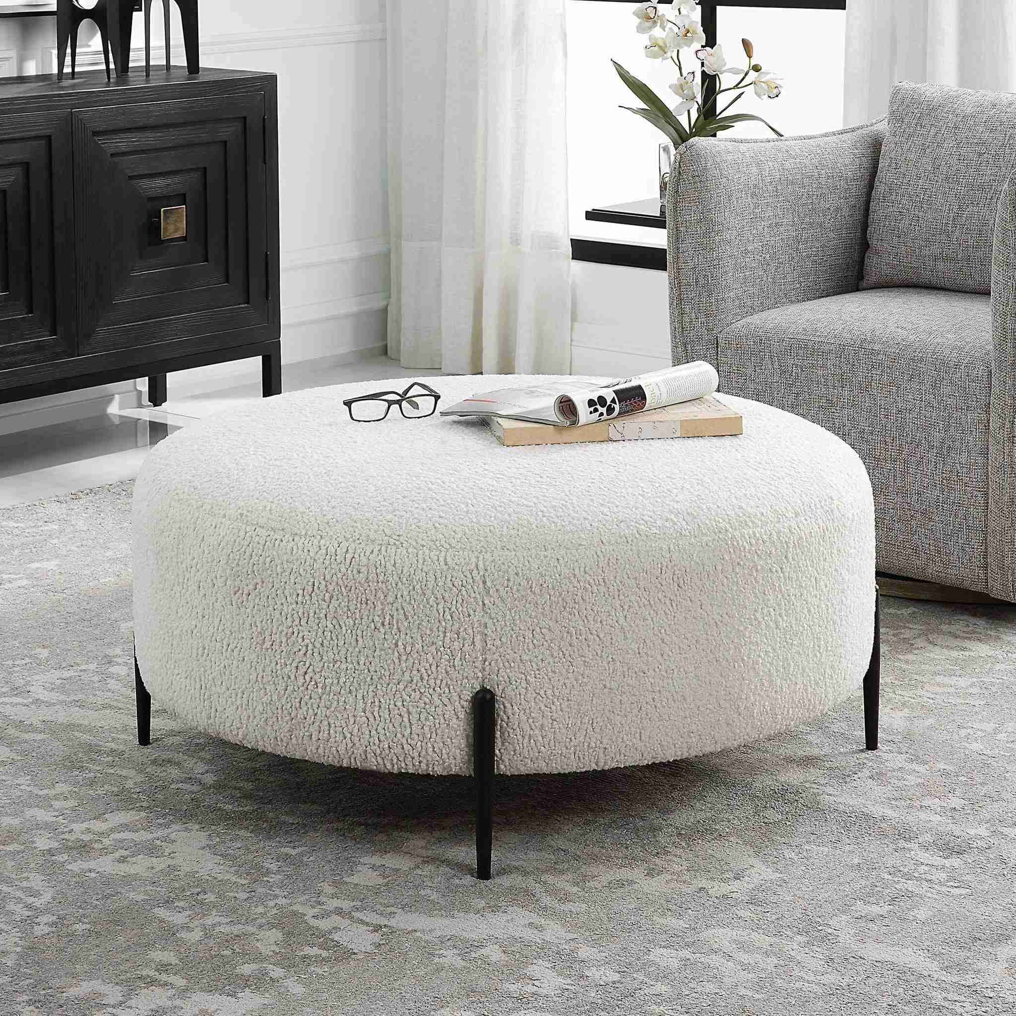 Arles - Large Plush Ottoman - White - Image 3