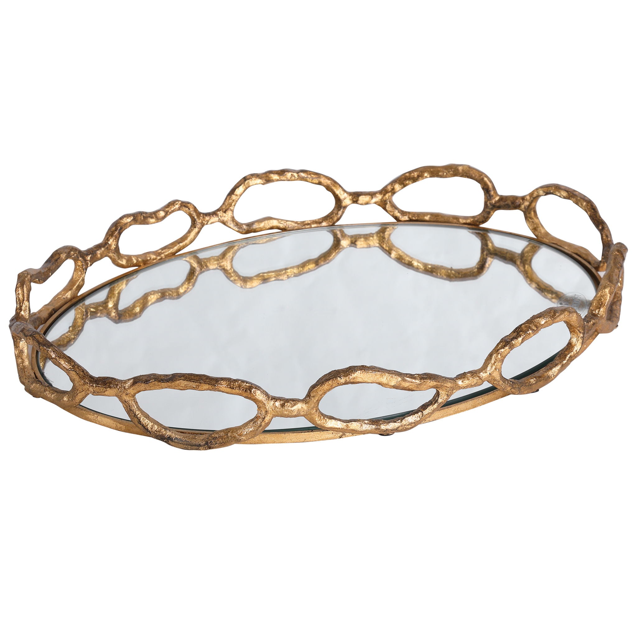 Cable – Chain Mirrored Tray – Gold
