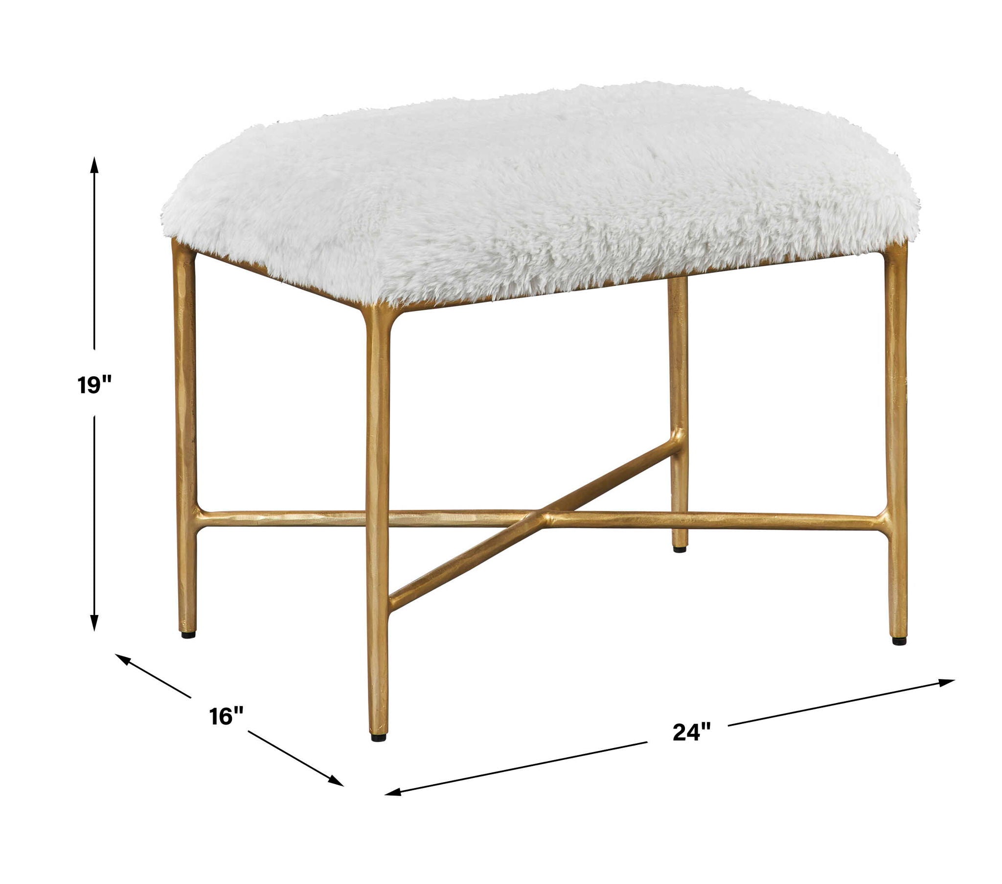 Charmed - Sheepskin Small Bench - White - Image 3