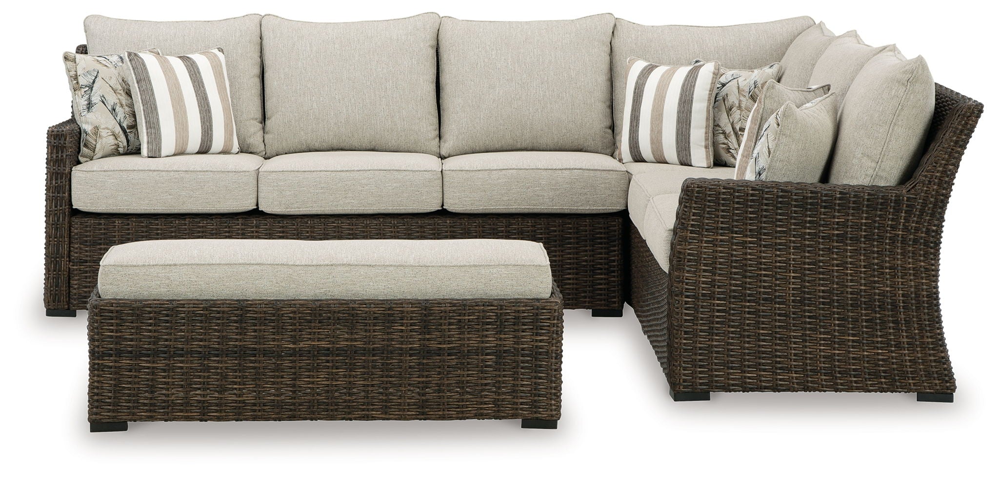 Brook Ranch - Sofa Sectional, Bench With Cushion (Set of 3) - Brown - Image 3
