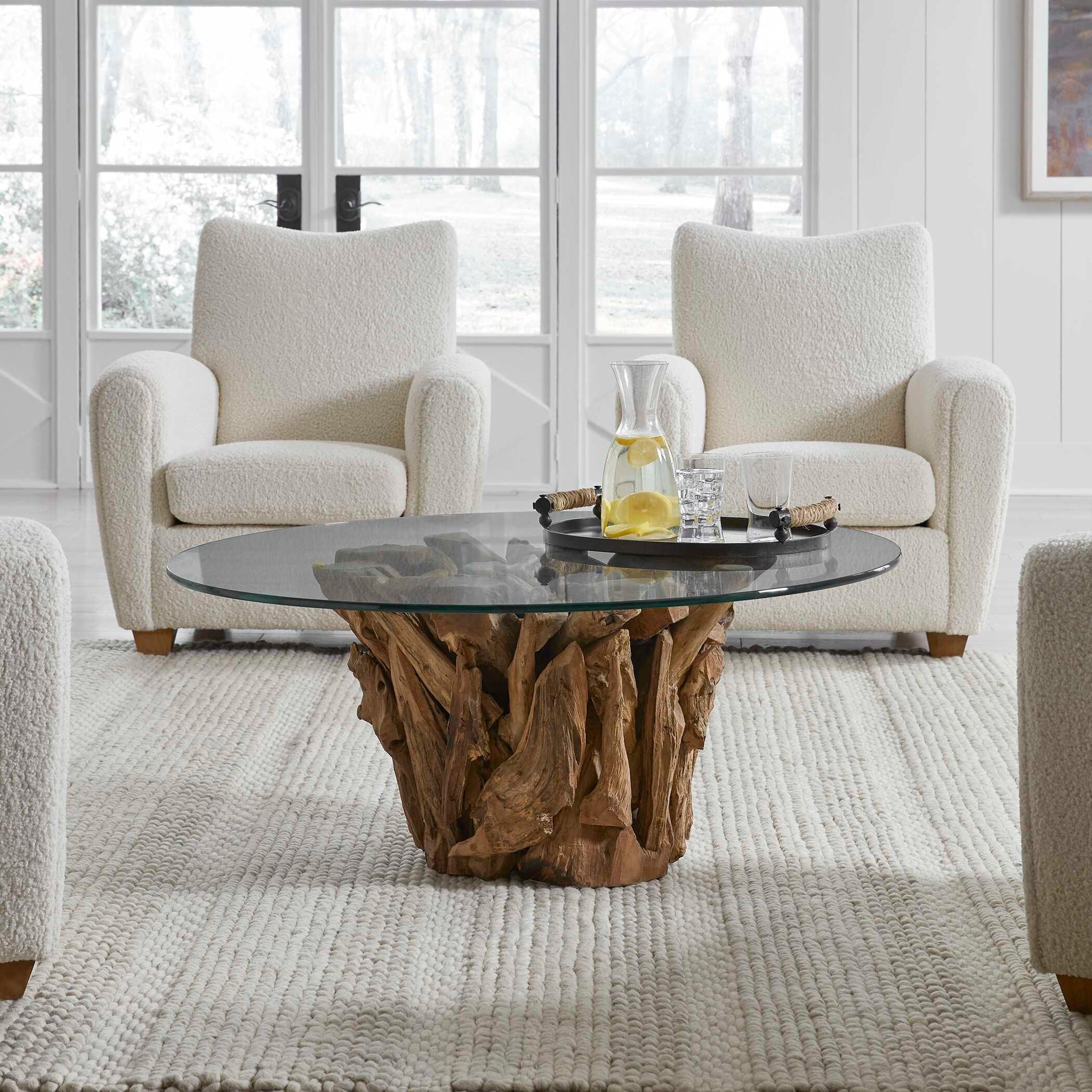 Driftwood - Glass Top Large Coffee Table - Image 3