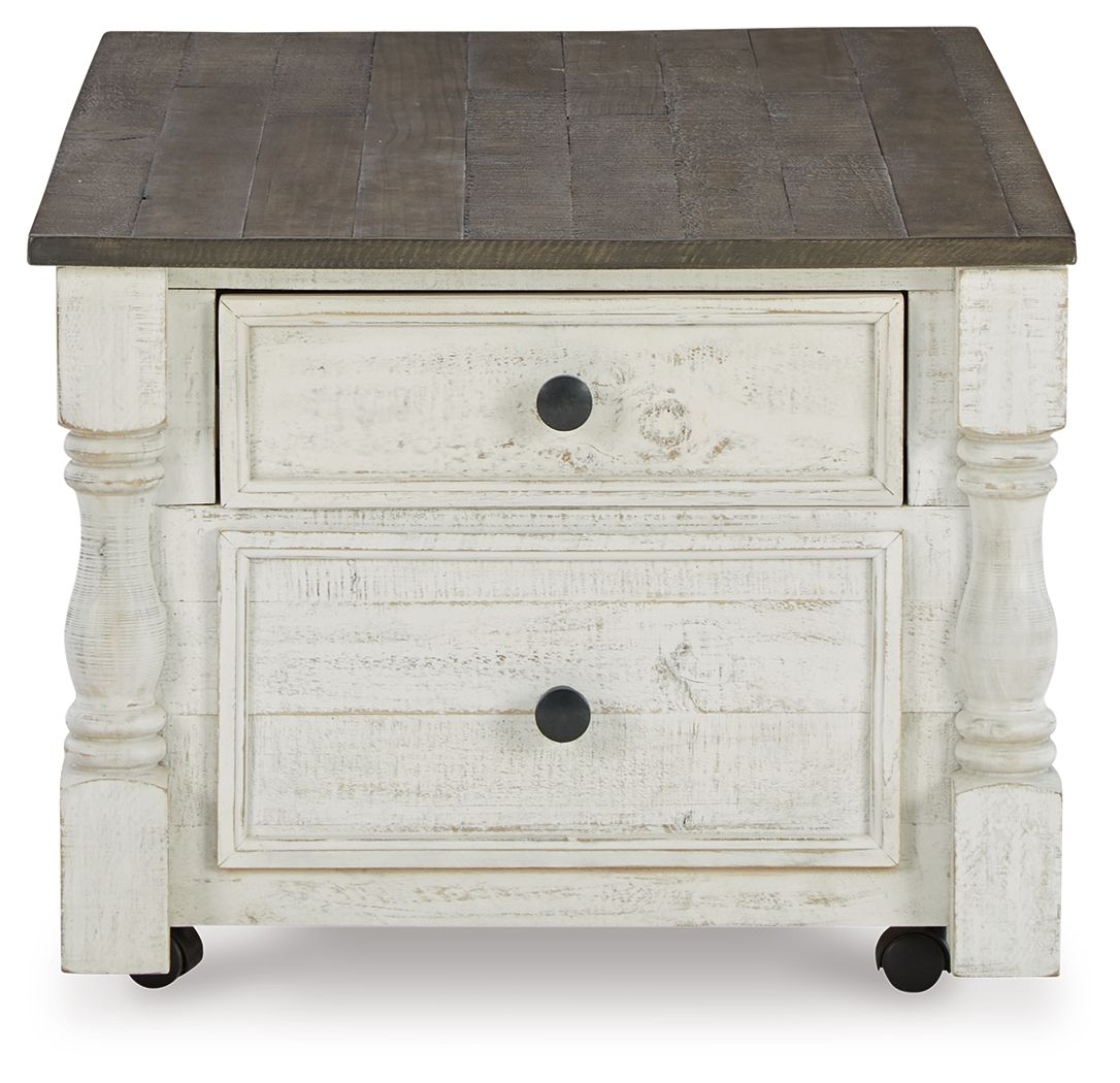 Havalance - Lift Top Cocktail Table with Storage Drawers - White / Gray - Image 2