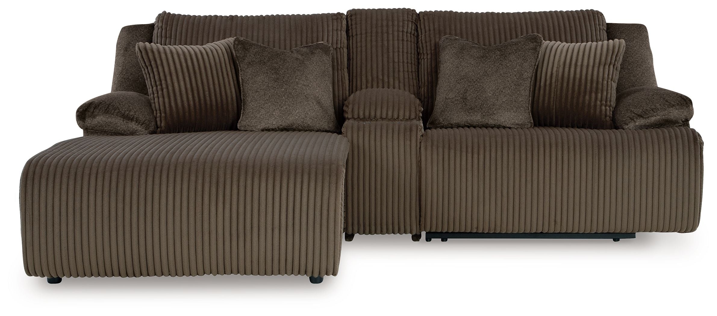 Top Tier – 3-Piece Reclining Sectional Sofa With Laf Press Back Chaise – Fabric – Chocolate