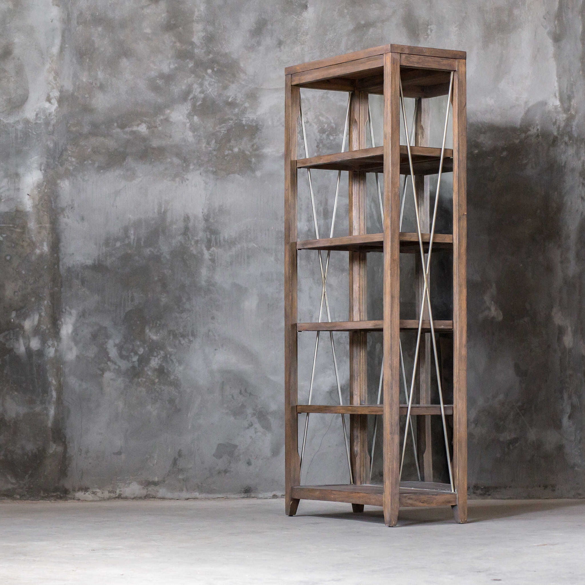 Delancey - Weathered Oak Etagere - Dark Brown - Image 3